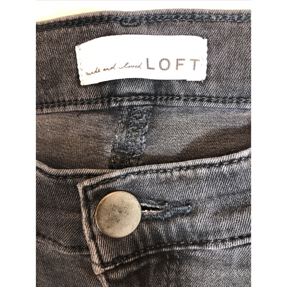 Loft Jeans Women's Size 27/4 Denim Faded Black Gray Modern Skinny Ankle Buttons - Picture 3 of 14